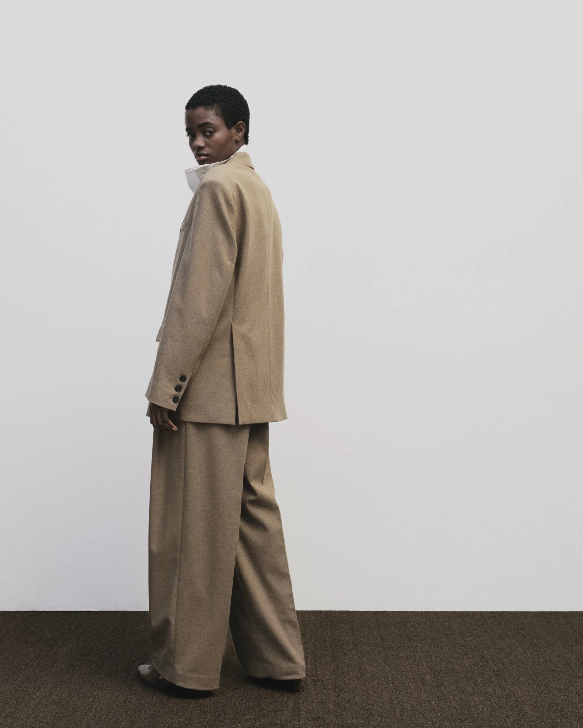 Camel Wool Blend Oversized Jacket