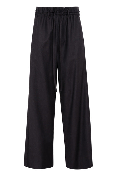 Tela Lucio dark brown wide-leg pant crafted in Italy with a refined drape and effortless fit at alas eius.
