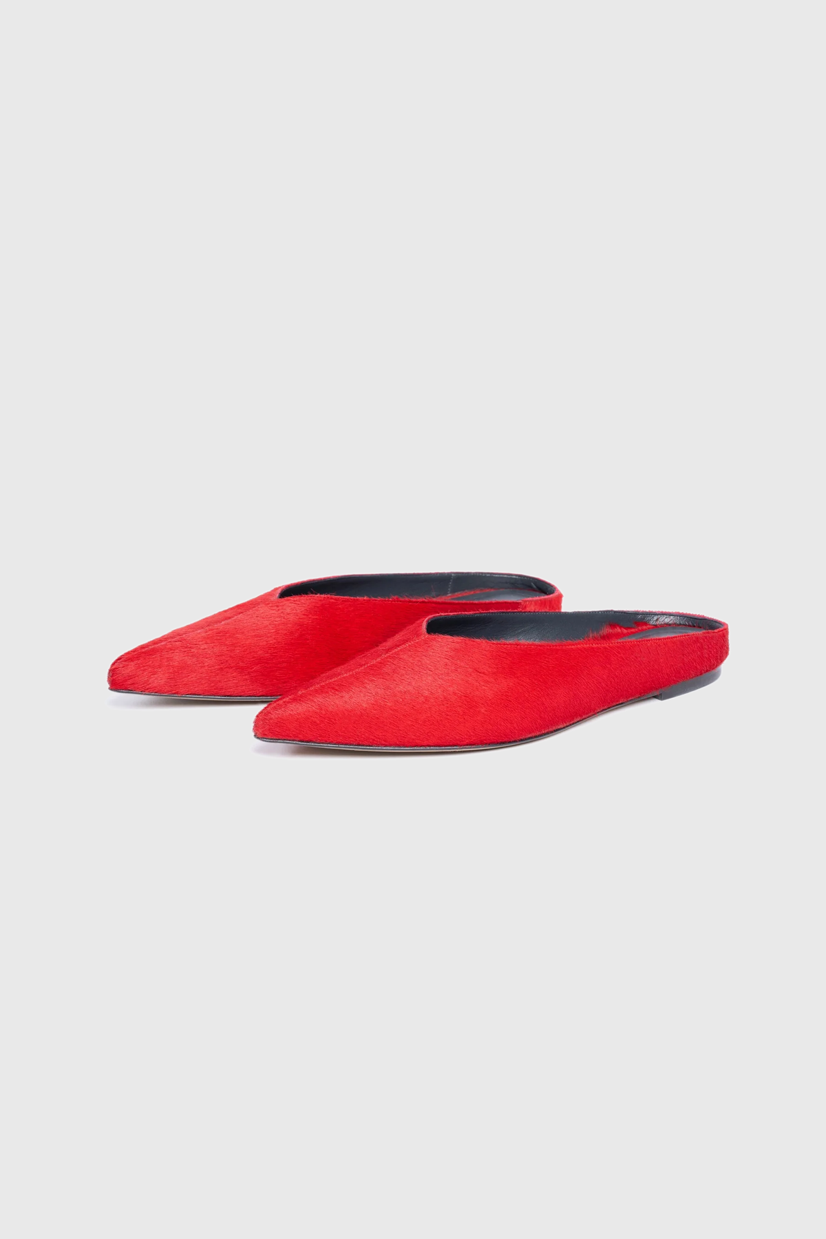 Tela Red Manami Pony Hair Pointed Toe Mule at Alas Eius