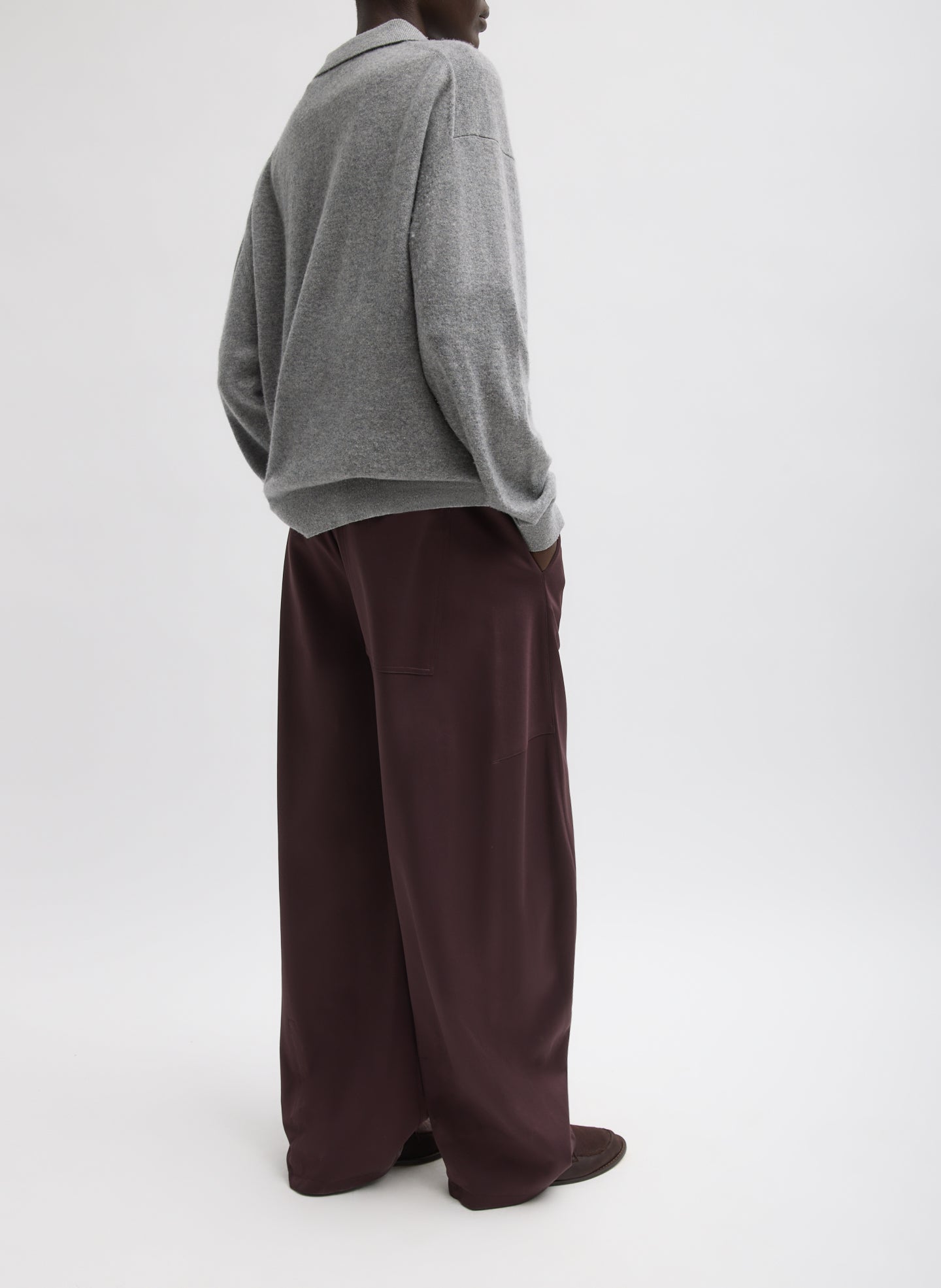 Tibi Active Knit Winslow Pant crafted in premium performance knit with modern wide leg tailoring, designer womenswear at Alas Eius