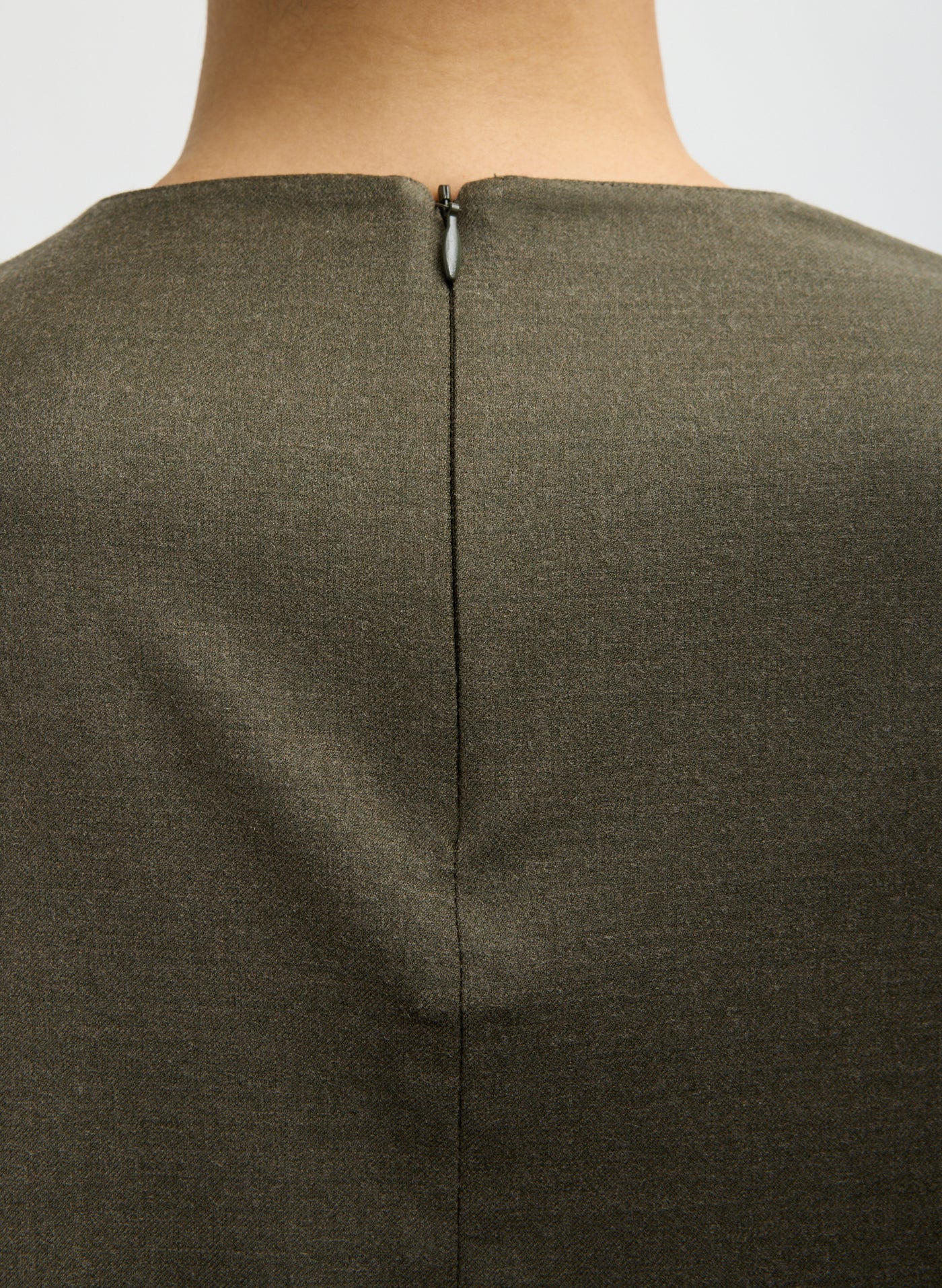 Tibi Army Green Asymmetrical Flannel Top with Brushed Wool Fabric at Alas Eius