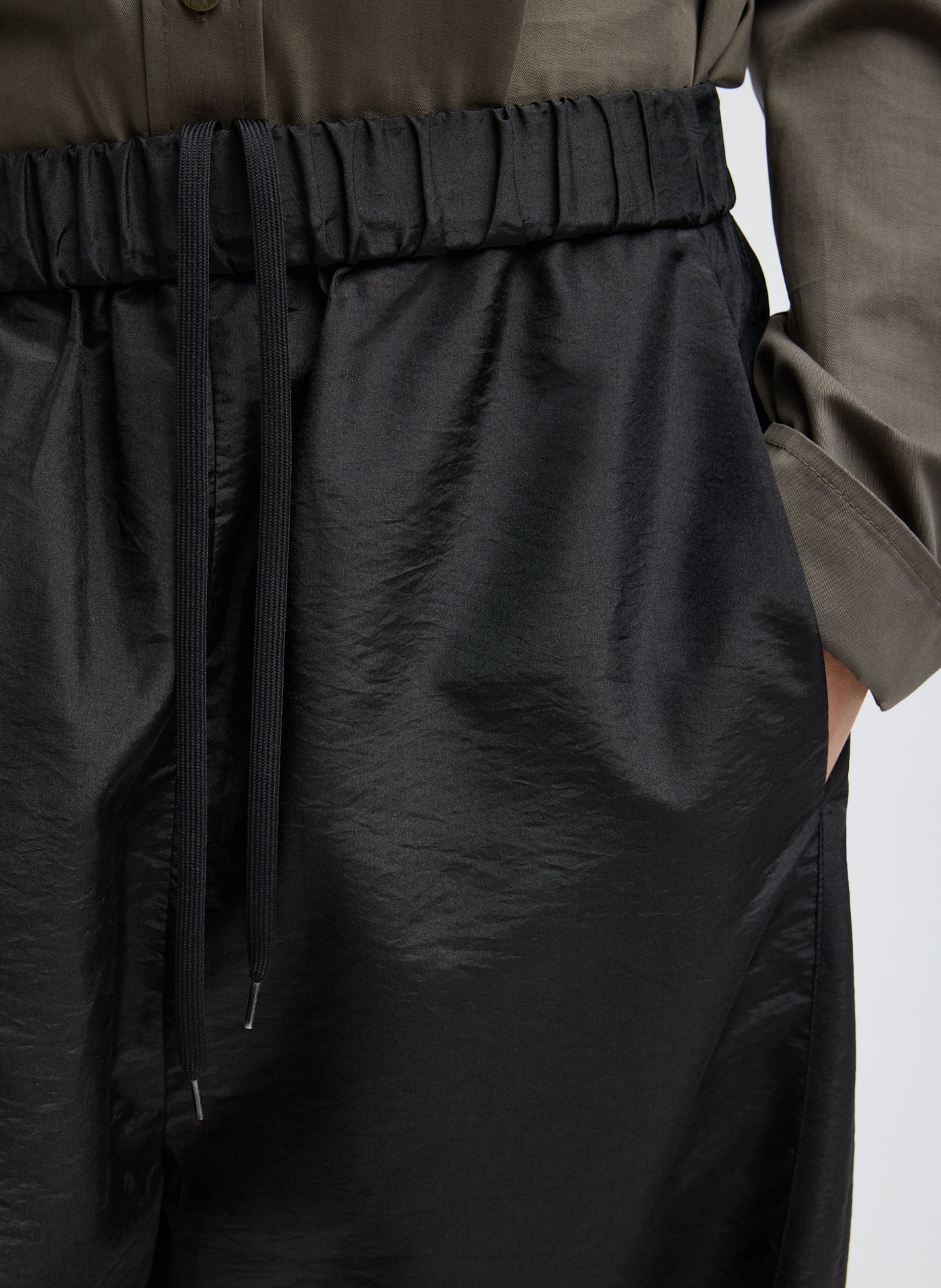 Tibi Crispy Nylon Winslow Pant with Wide Leg Silhouette at Alas Eius