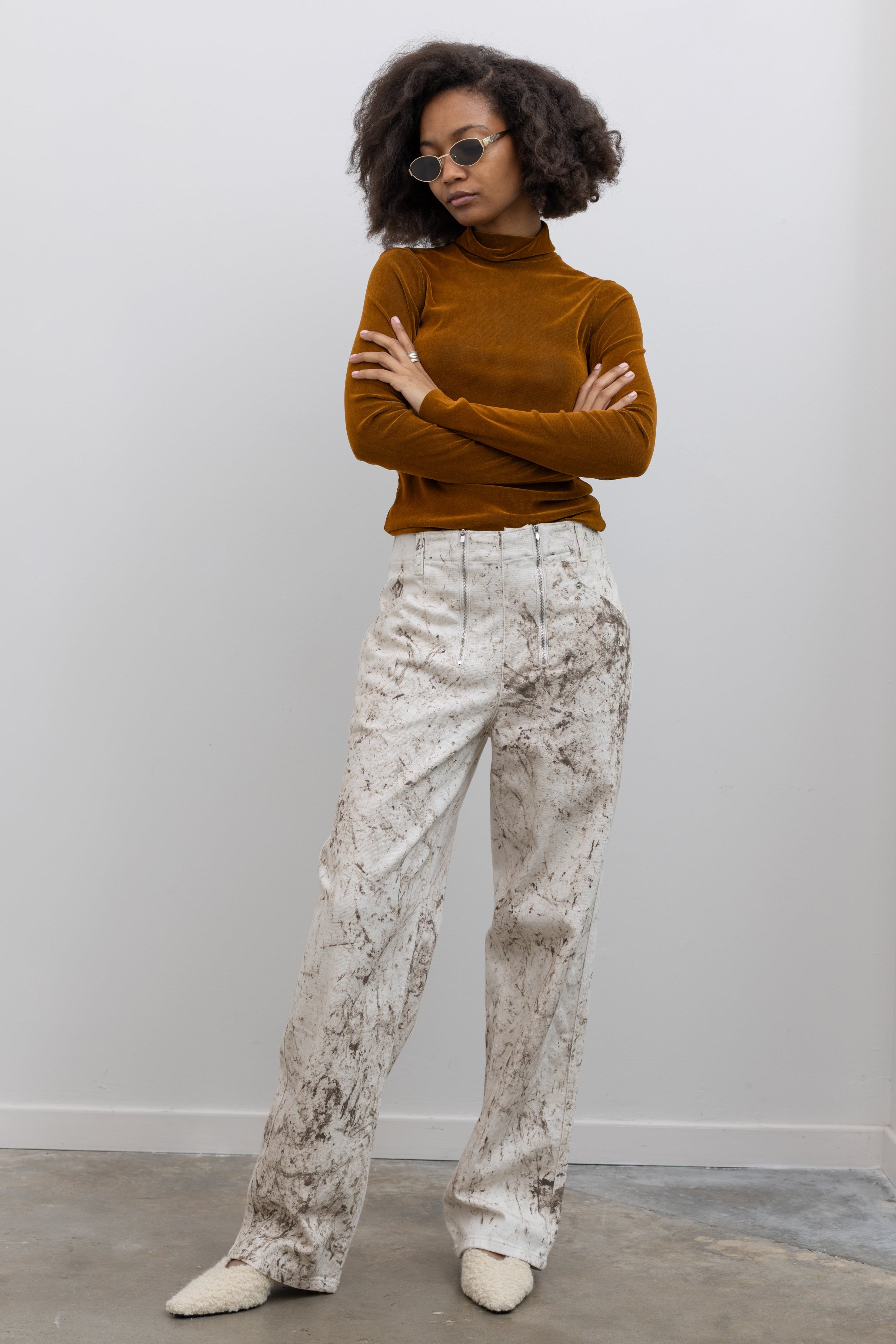 tibi double zip Calcimin denim jeans at alas eius