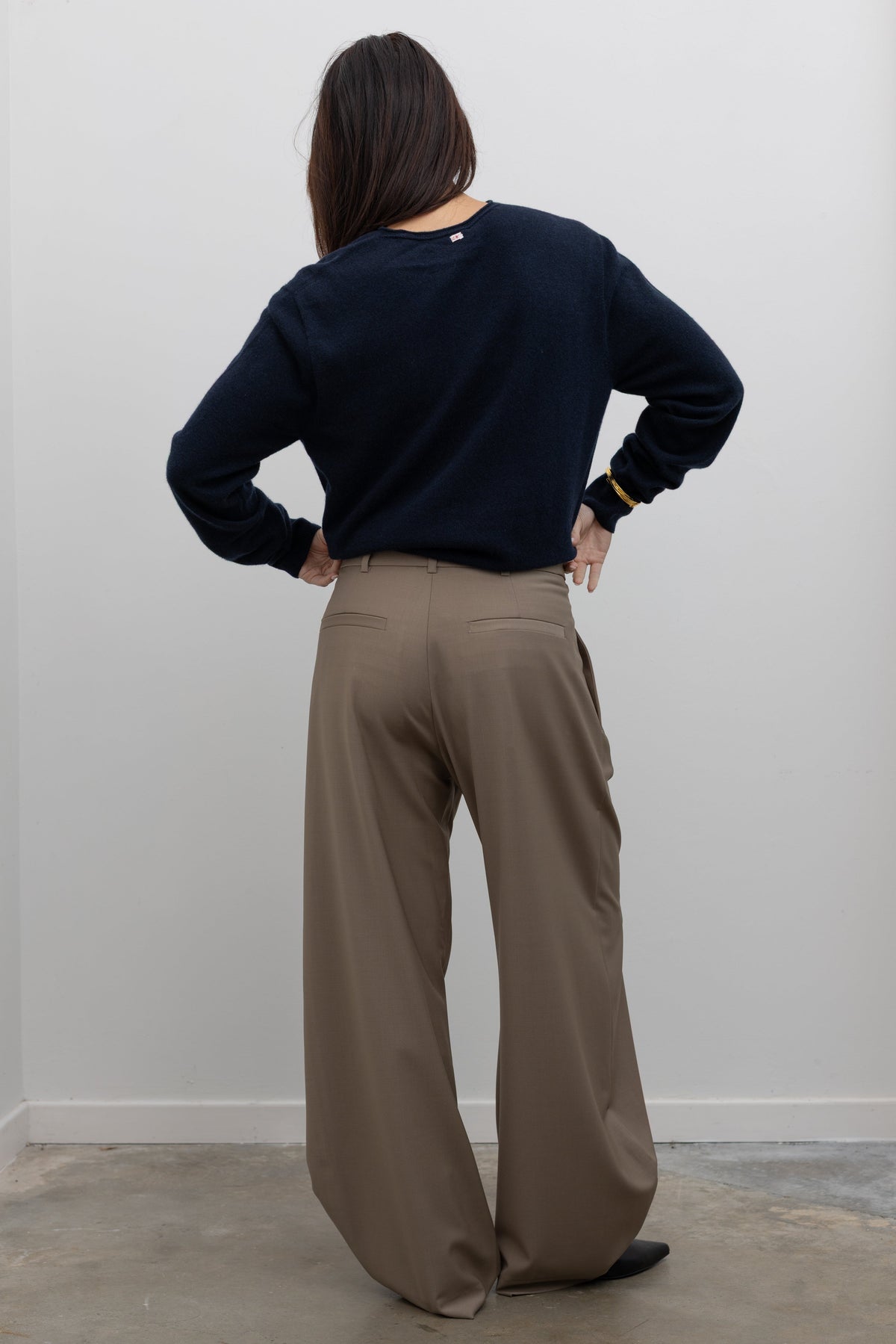 Tibi Elevated Contemporary Beige Trousers in Wool Blend at Alas Eius