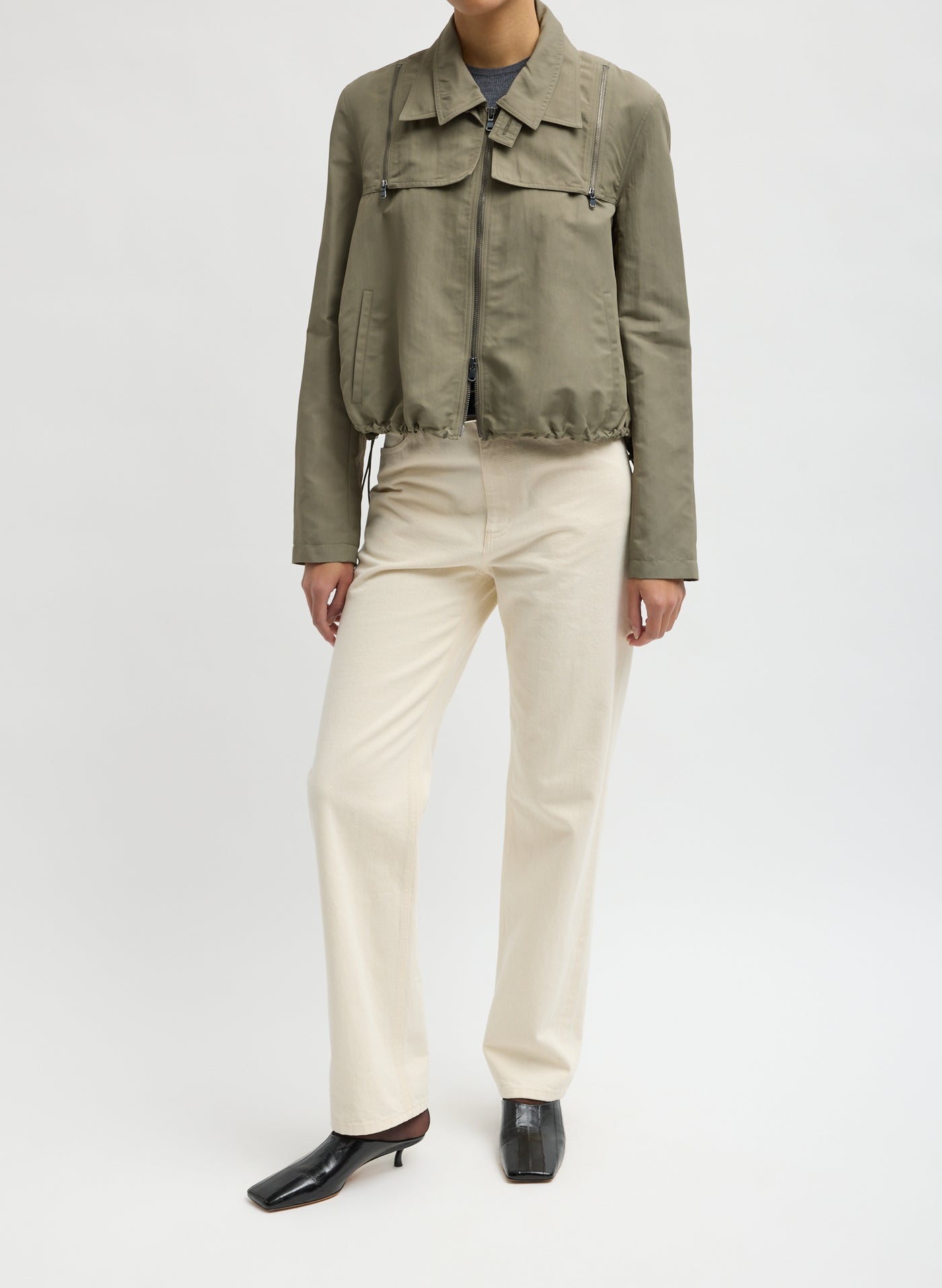 Tibi Fall/Winter 2026 Dark Hazelnut Techy Twill Trapeze Anorak Bomber at Alas Eius