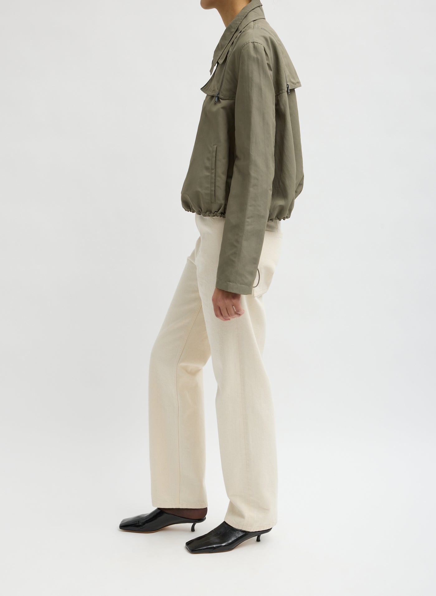 Tibi Fall/Winter 2026 Dark Hazelnut Trapeze Anorak Bomber with Two-Way Zipper at Alas Eius