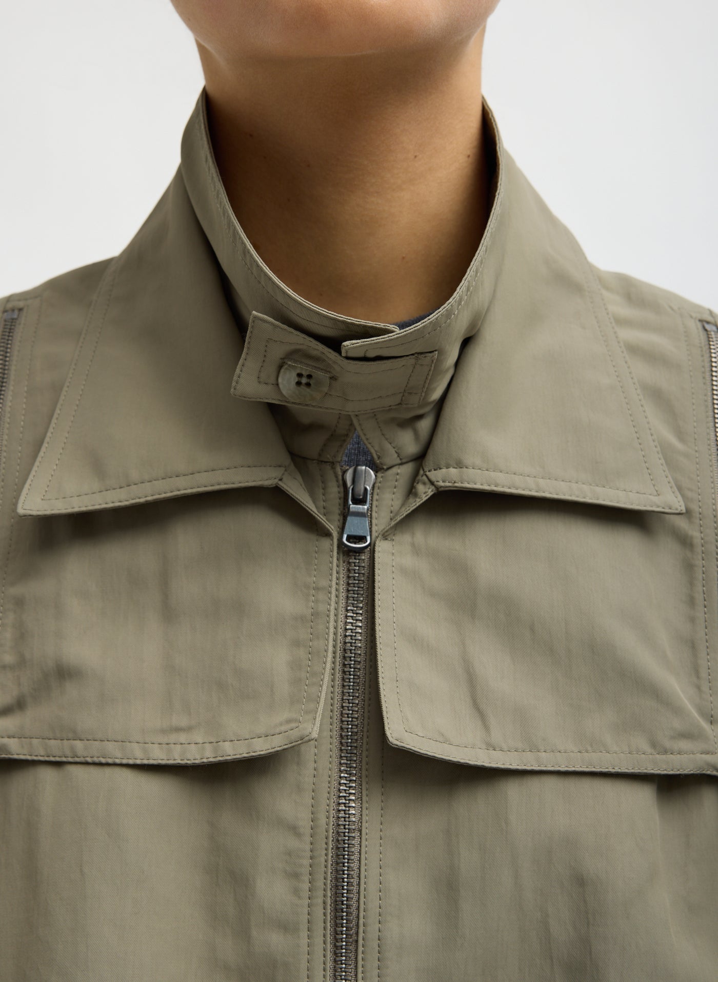 Tibi Fall/Winter 2026 Dark Hazelnut Water-Repellent Twill Trapeze Bomber at Alas Eius