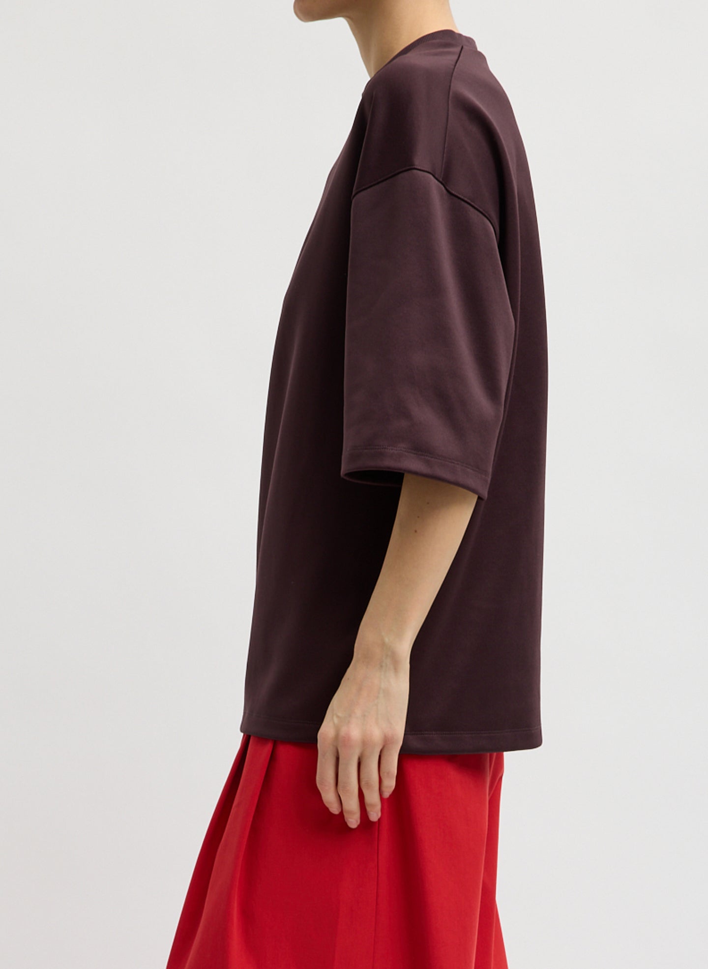 Tibi Active Knit Easy T with effortless drape and modern relaxed fit, luxury women's apparel at Alas Eius