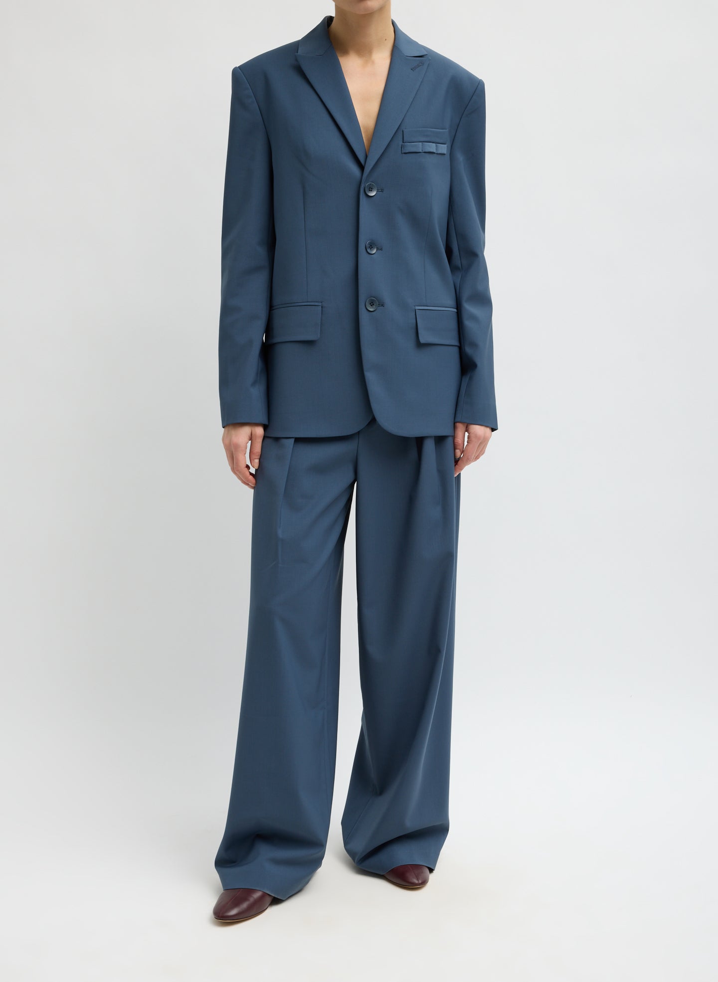 Tibi Tropical Wool Dennis Cutout Blazer in black with modern cutout back detail, luxury contemporary women's blazer and designer tailoring at Alas Eius
