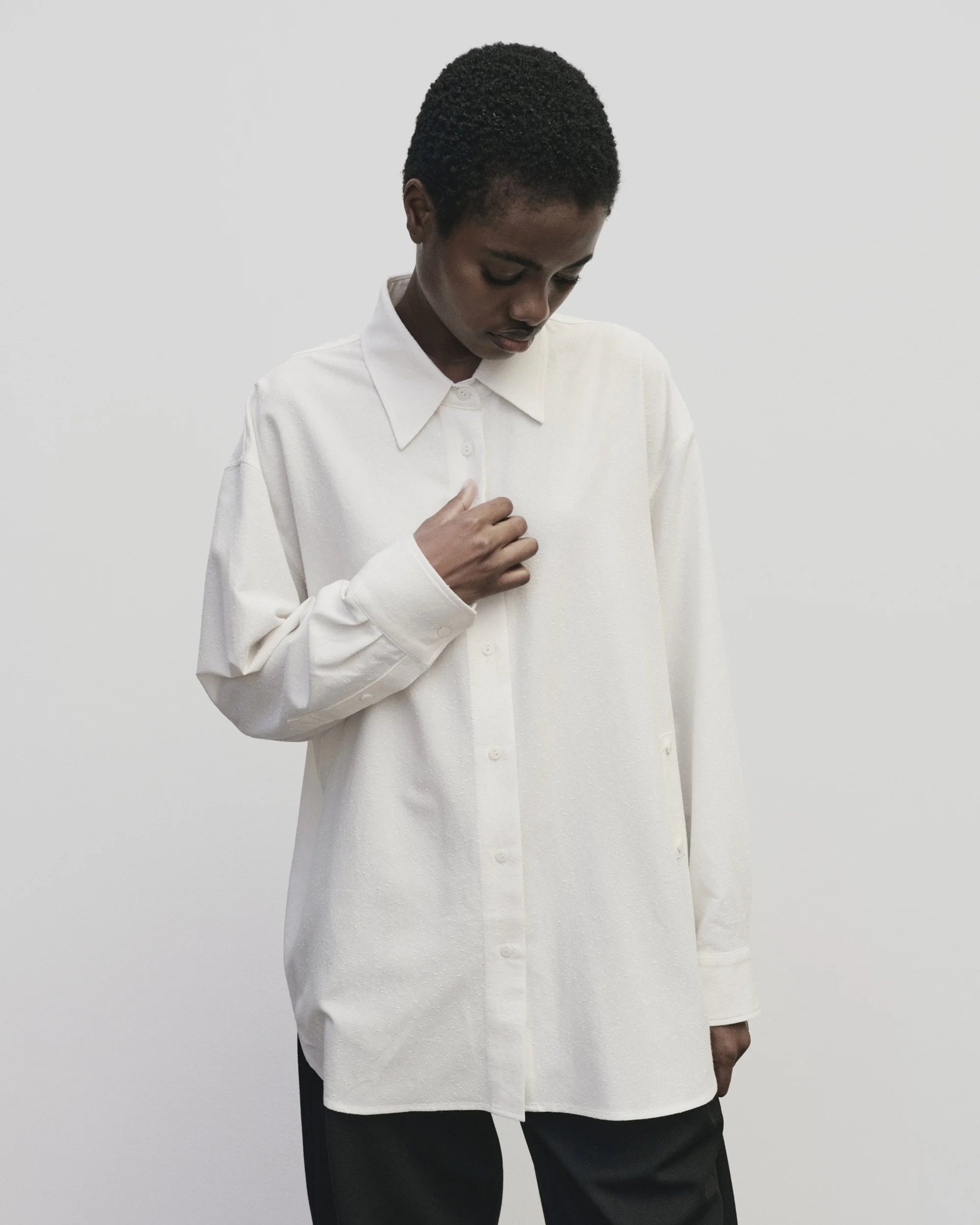 Ivory Textured Oversized Shirt