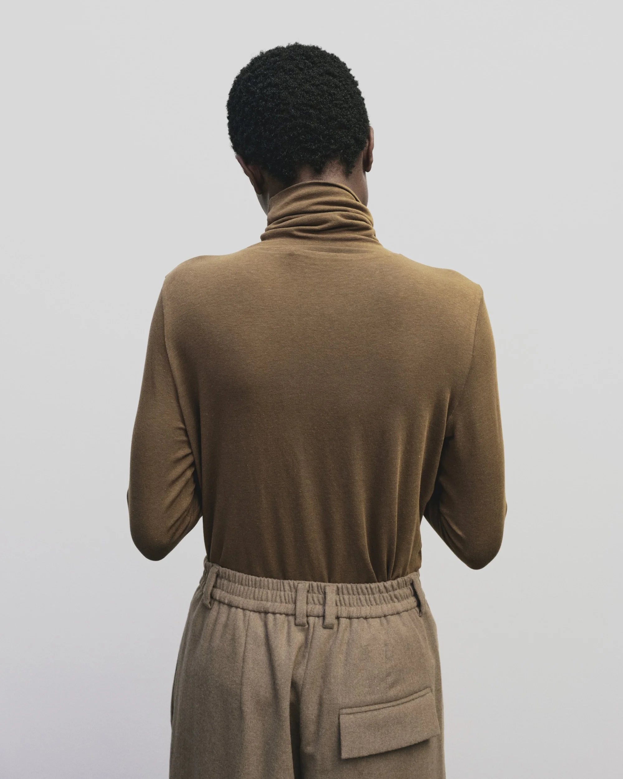 Light Brown Roll Neck Jersey Top