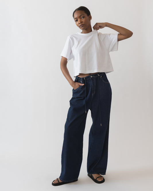 White Relaxed Cropped T-Shirt